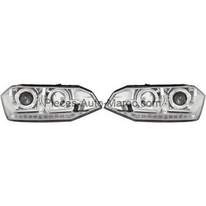 KIT DE PROJECTEURS PRINCIPAUX POUR CIRCULATION À DROIT H7 CHROME VOLKSWAGEN POLO MAROC