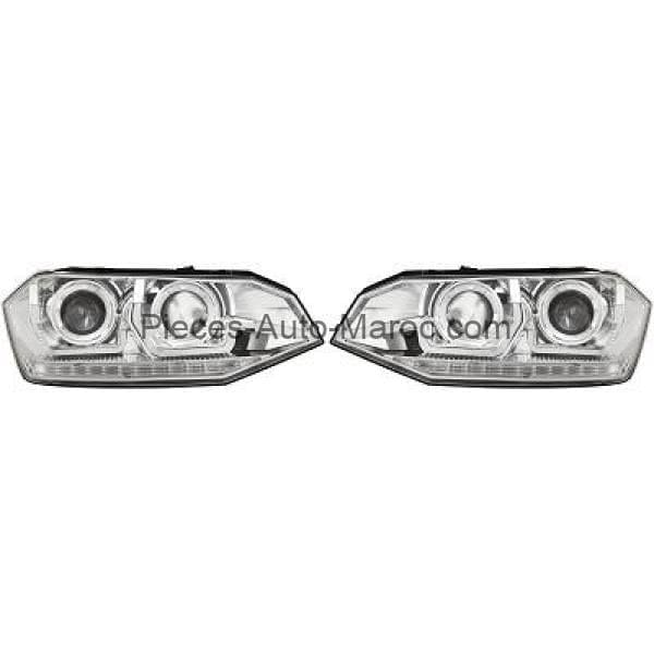 KIT DE PROJECTEURS PRINCIPAUX POUR CIRCULATION À DROIT H7 CHROME VOLKSWAGEN POLO MAROC