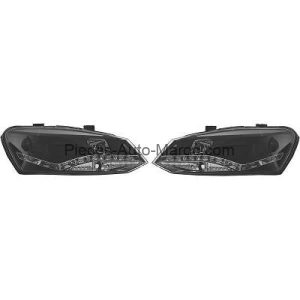SET DE DEUX PHARES PRINCIPAUX H7 H1 NOIR VOLKSWAGEN POLO MAROC