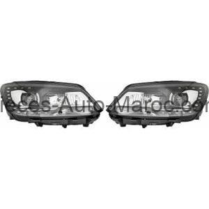 SET DE DEUX PHARES PRINCIPAUX NOIR LIMPIDE VOLKSWAGEN TOURAN MAROC