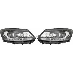 SET DE DEUX PHARES PRINCIPAUX NOIR LIMPIDE VOLKSWAGEN TOURAN MAROC
