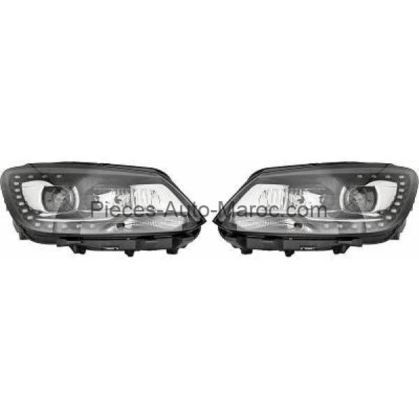 SET DE DEUX PHARES PRINCIPAUX NOIR LIMPIDE VOLKSWAGEN TOURAN MAROC