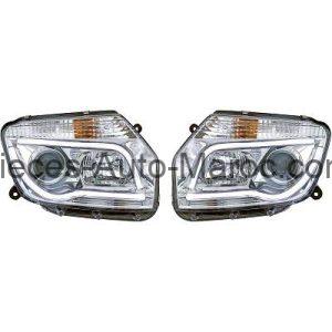 SET DE DEUX PHARES PRINCIPAUX H7 H1 CHROME DACIA DUSTER Maroc