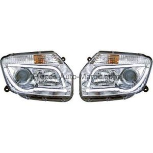 SET DE DEUX PHARES PRINCIPAUX H7 H1 CHROME DACIA DUSTER Maroc