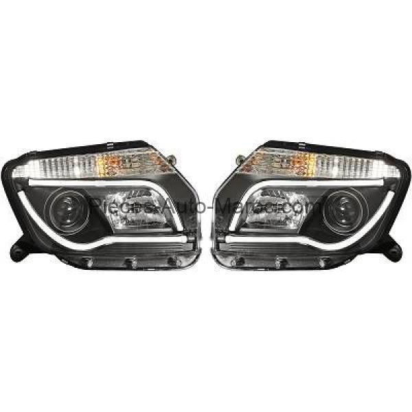 SET DE DEUX PHARES PRINCIPAUX H7 H1 NOIR DACIA DUSTER Maroc