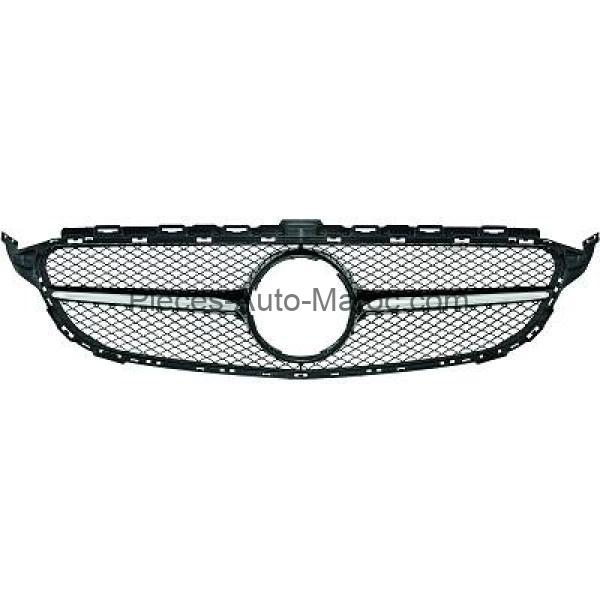 GRILLE DE CALANDRE SANS LOGO CHROME NOIR MERCEDES CLASSE C (W205) MAROC
