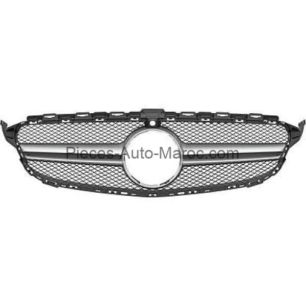 grille de calandre argent pour aide à la conduite avec trou(s) pour emblème Mercedes C-Kl. W205 MAROC