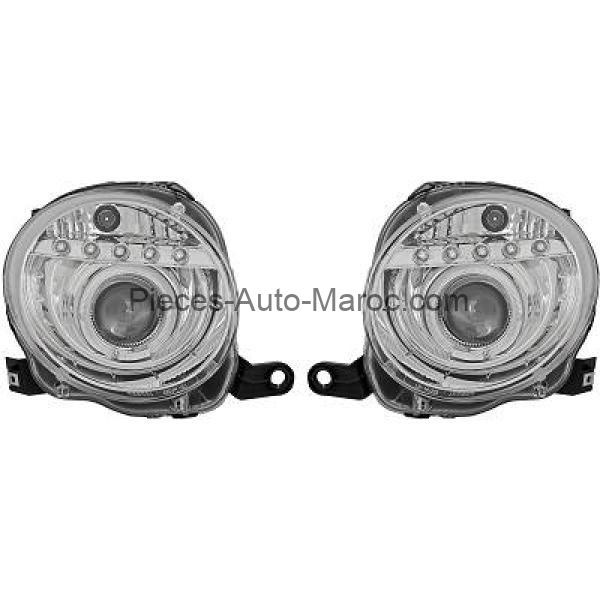 Set de Deux Phares Principaux H1 avec correcteur FIAT 500 + ABARTH de 07 à 15 Maroc