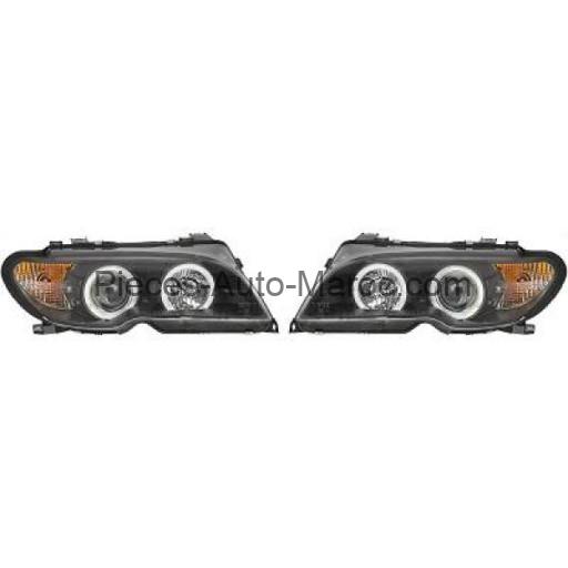 Set de Deux Phares Principaux H7- H1 noir BMW Série 3 (E46) Maroc