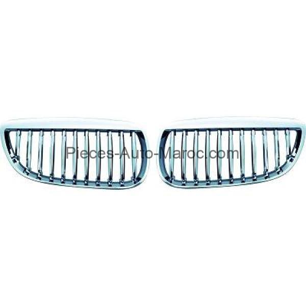 Set des Deux Grilles de Calandre Cadre et Lame Chrome Intérieur Noir BMW Série 3 (E90, E91) de 06 à 10 Maroc