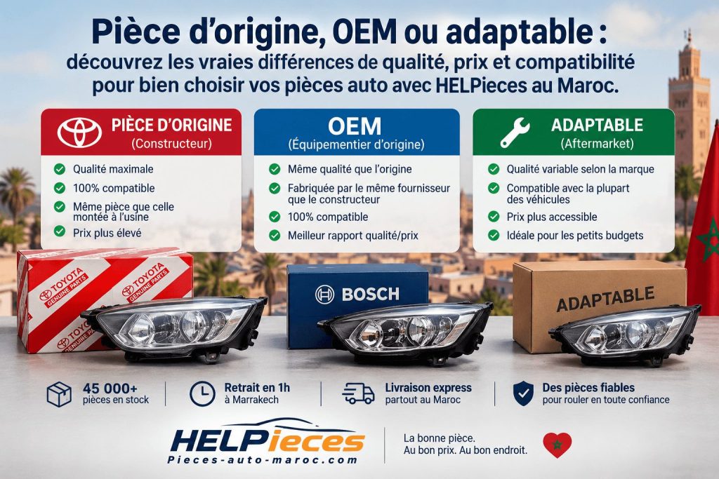Pièces d'origine, OEM ou adaptables : quelles différences ?